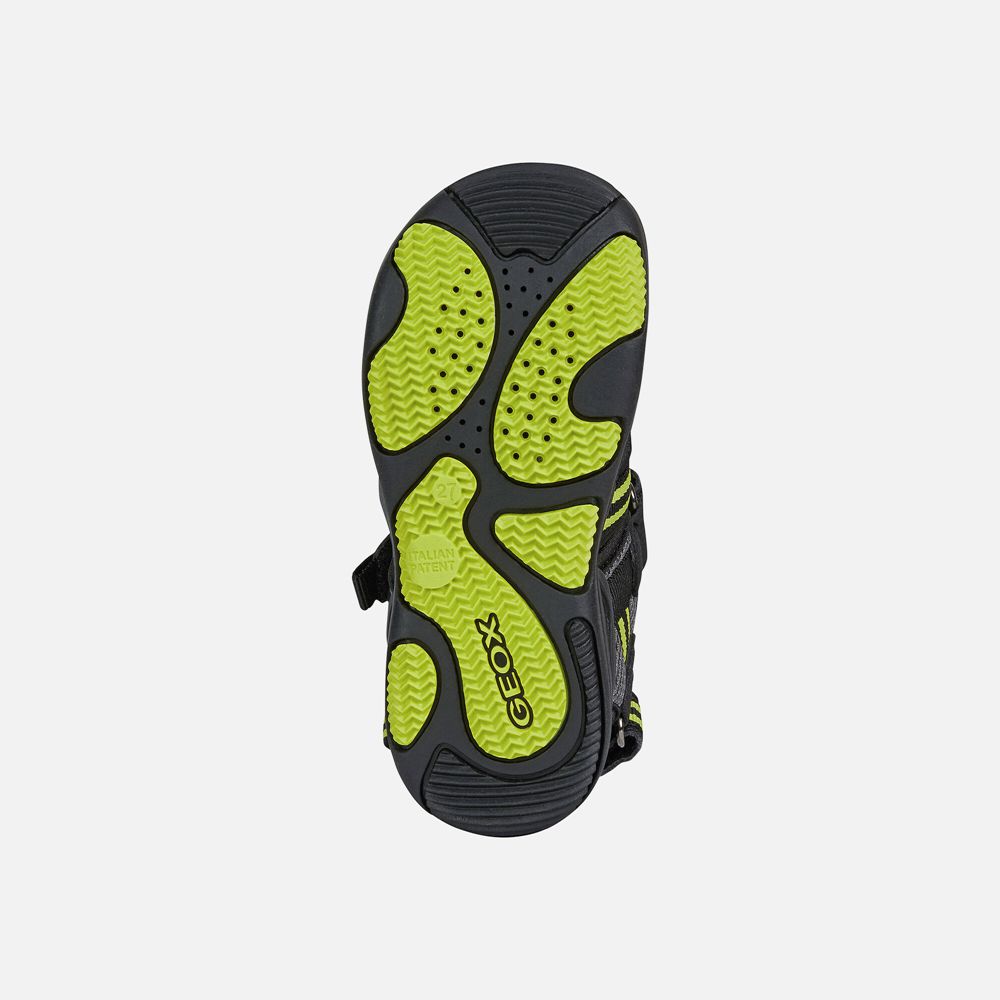 Geox Sandals Black/Green Kyle - Geox Boys Shoes - YDHURB293